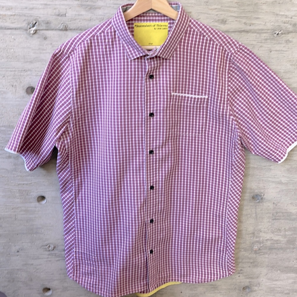 Pink plaid descendant of thieves SS button down